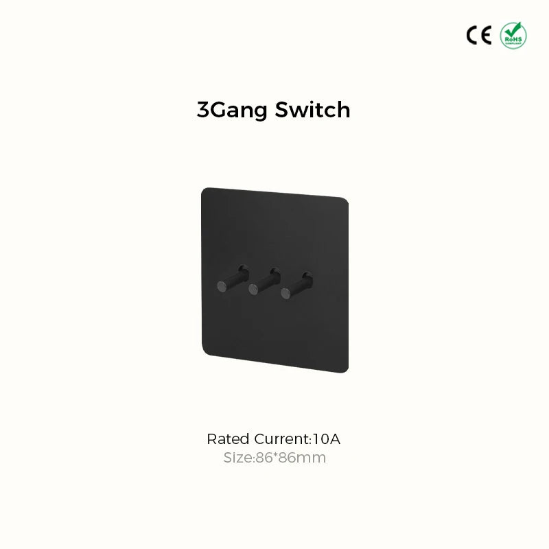 Prises et interrupteurs design minimaliste à bascule en acier inoxydable noir mat SVS-R13