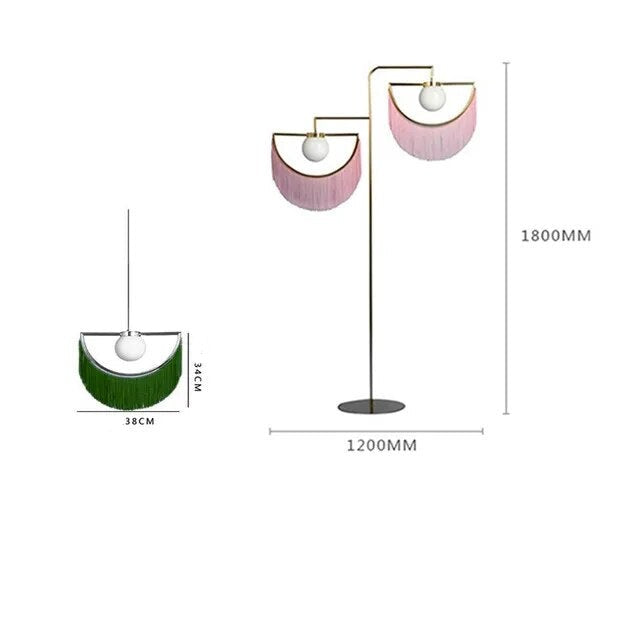 Lampadaire design en métal doré avec abat-jour en tissu SWING