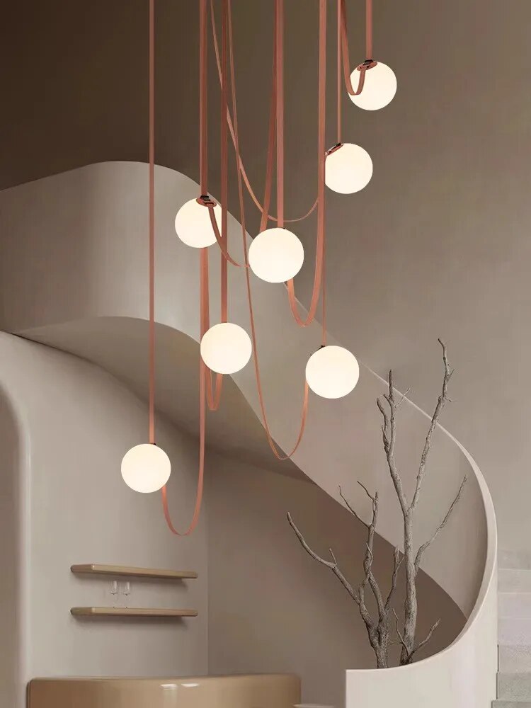 Suspension design multisangles avec globes blanche NETA