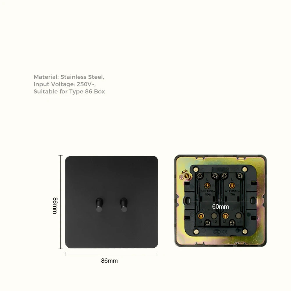 Prises et interrupteurs design minimaliste à bascule en acier inoxydable noir mat SVS-R13