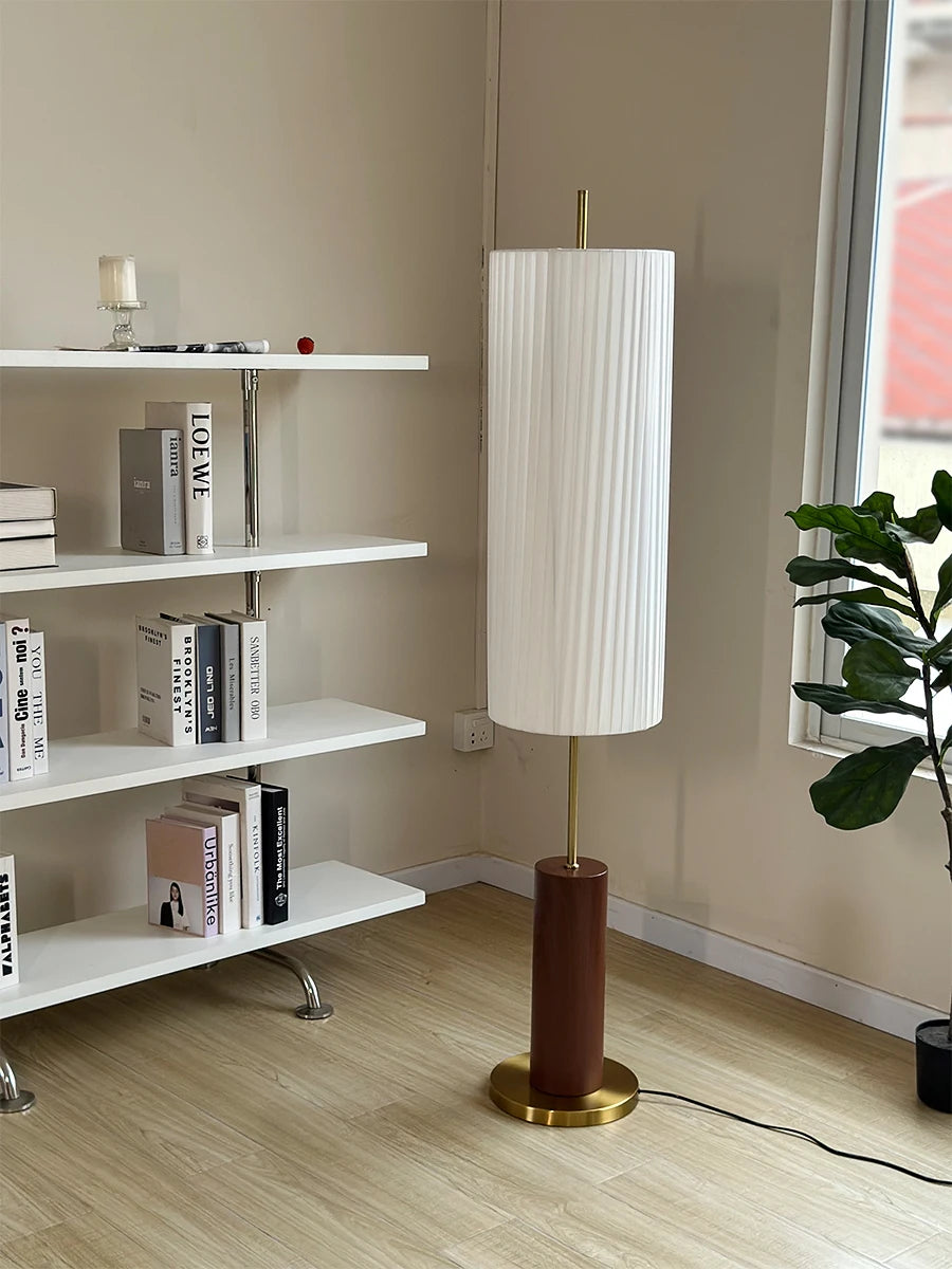 Lampadaire design, style japonais en métal avec abat-jour en tissu KOTO