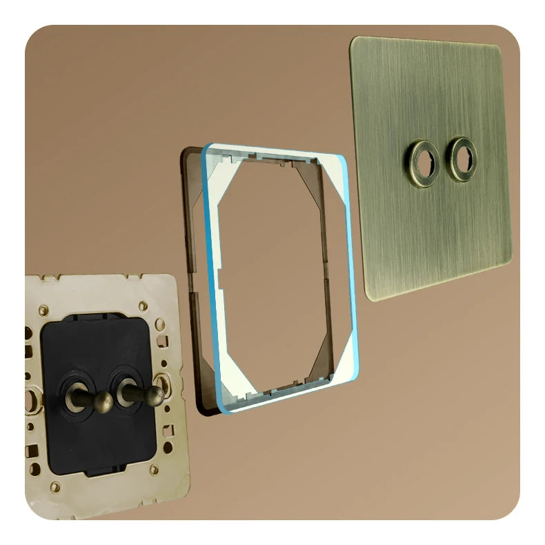 Prises et interrupteurs design à bascule en acier inoxydable bronze effet brossé SPS10