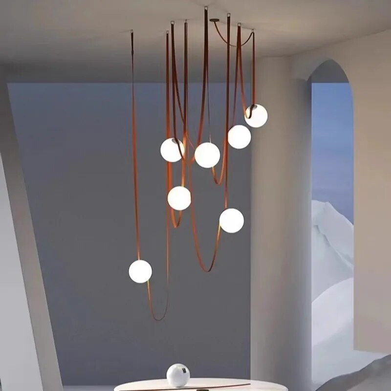 Suspension design multisangles avec globes blanche NETA