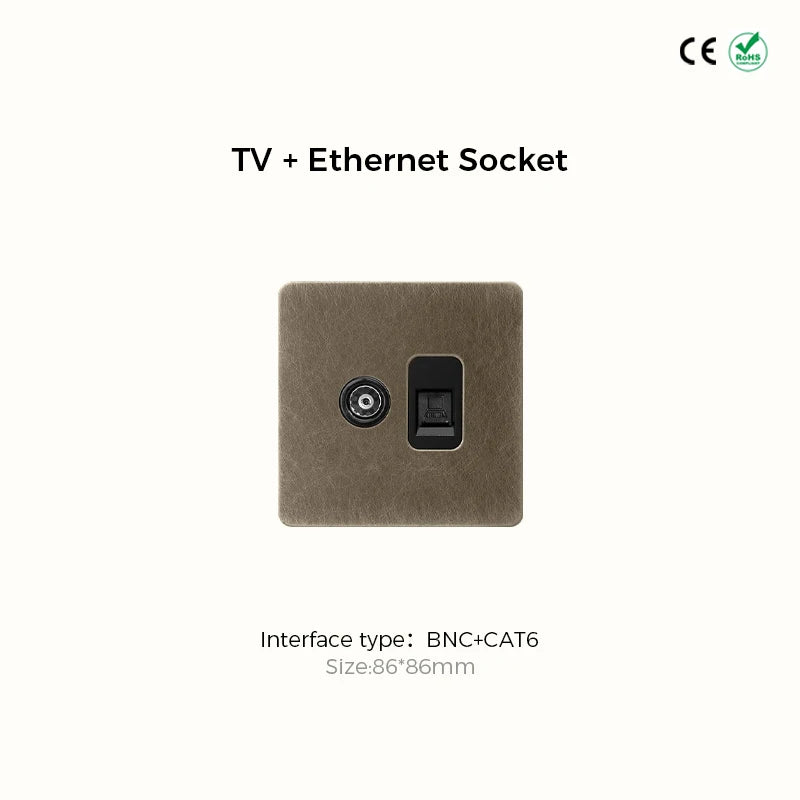 Prises et interrupteurs design à bascule en acier inoxydable bronze effet vieilli SPS12