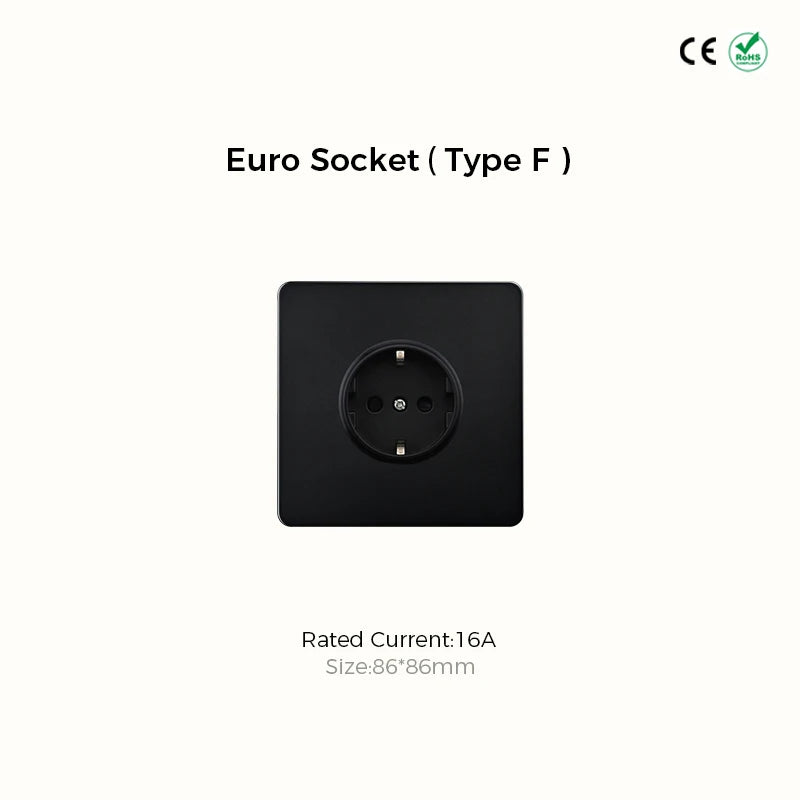 Prises et interrupteurs design à poussoir en acier inoxydable noir mat SS21