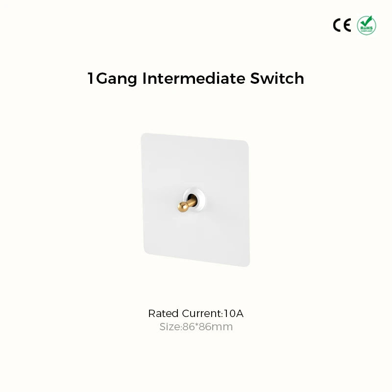 Prises et interrupteurs design à bascule doré en acier inoxydable blanc mat SKS12