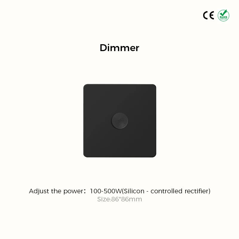 Prises et interrupteurs design à poussoir en acier inoxydable noir mat SS21