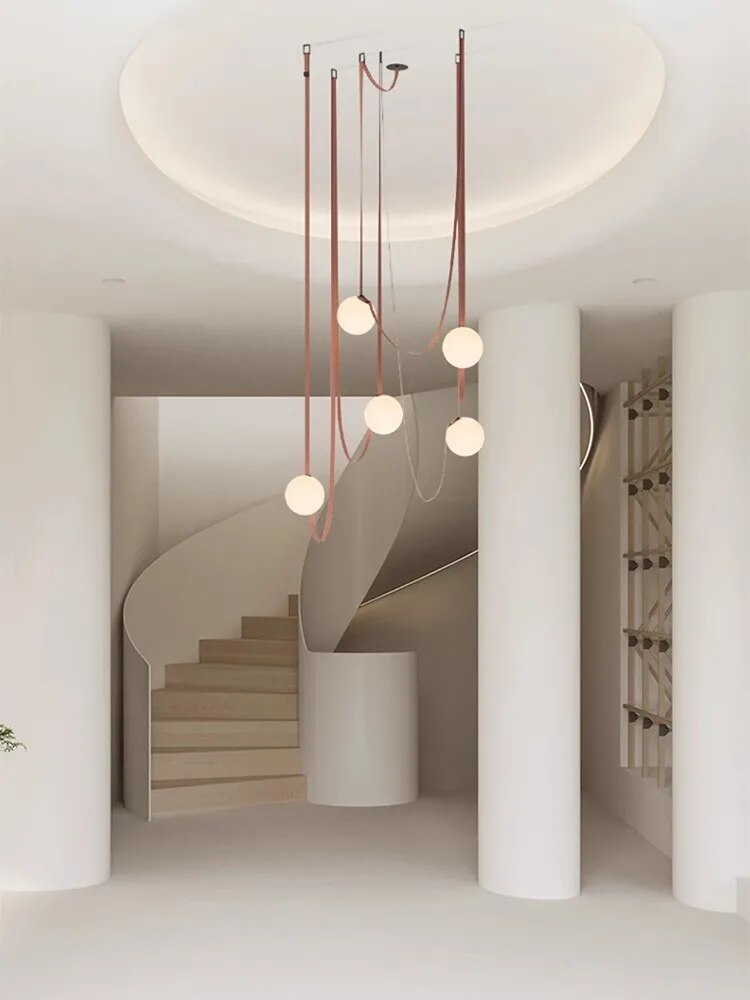 Suspension design multisangles avec globes blanche NETA