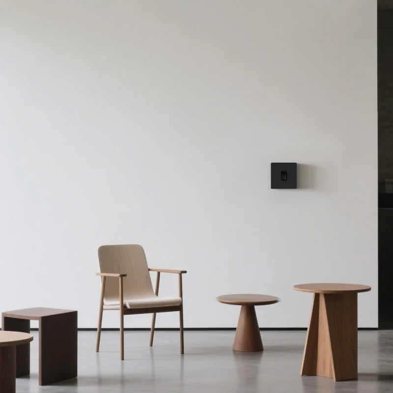 Prises et interrupteurs design à poussoir en acier inoxydable noir mat SS21