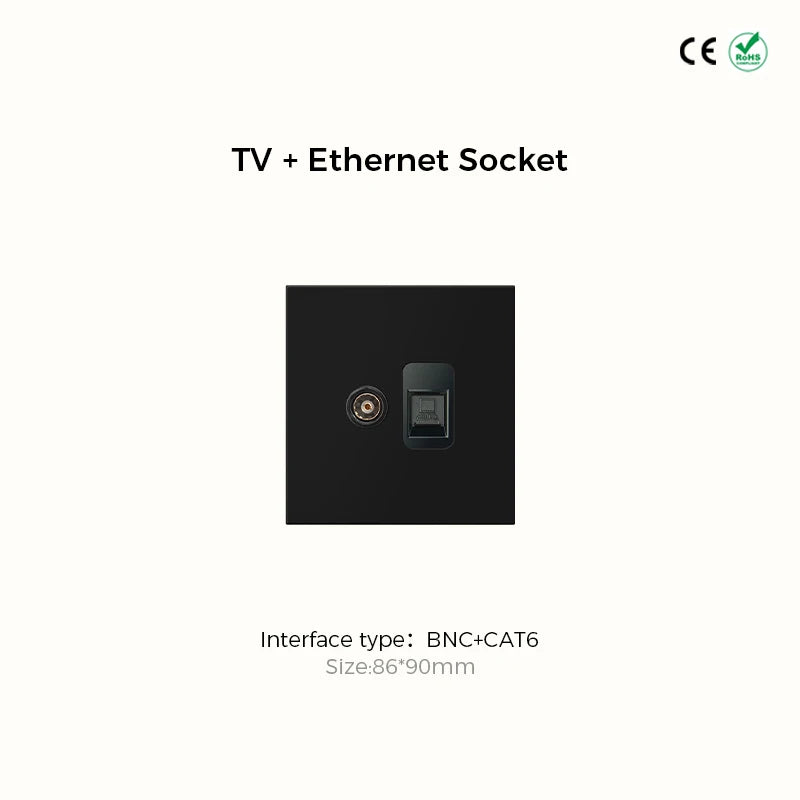 Prises et interrupteurs design minimaliste à bascule en acier inoxydable noir mat SVS13