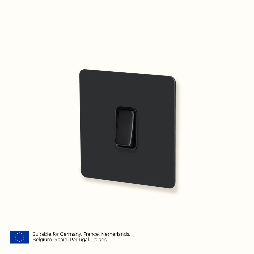 Prises et interrupteurs design à poussoir en acier inoxydable noir mat SS21
