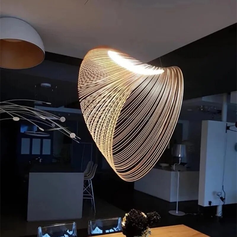 Lámpara colgante LED de madera de diseño moderno UVA