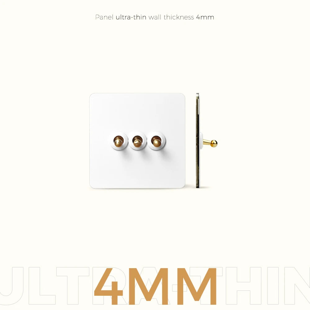 Prises et interrupteurs design à bascule doré en acier inoxydable blanc mat SKS12