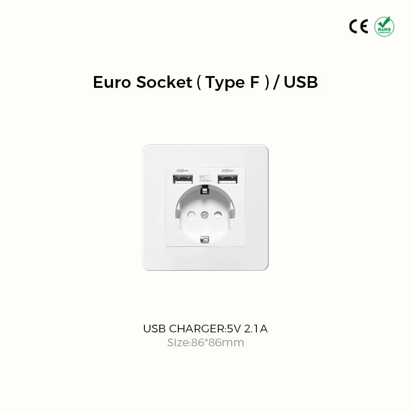 Prises et interrupteurs design à bascule doré en acier inoxydable blanc mat SKS12