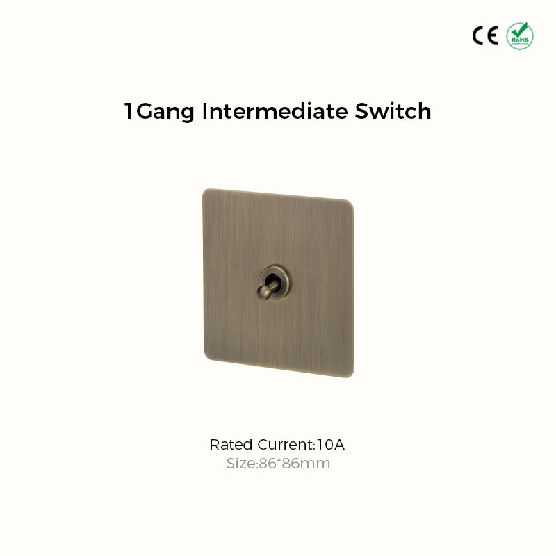 Prises et interrupteurs design à bascule en acier inoxydable bronze effet brossé SPS10