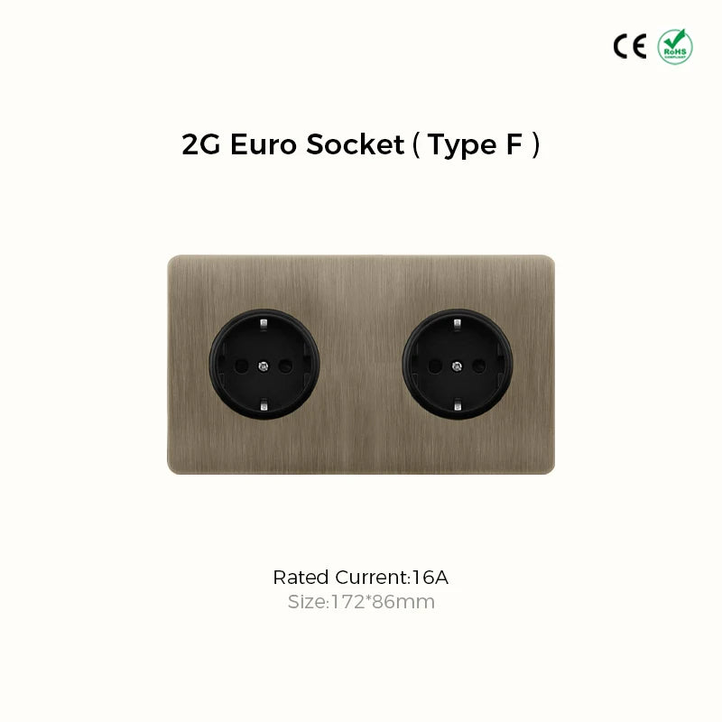 Prises et interrupteurs design à bascule en acier inoxydable bronze effet brossé SPS10