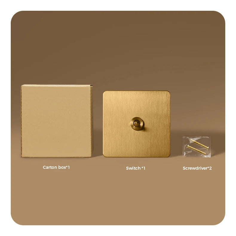 Prises et interrupteurs design à bascule en acier inoxydable doré effet brossé SXS12