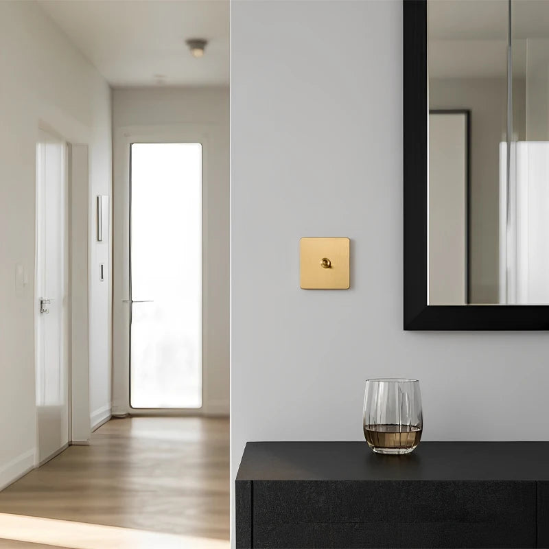 Prises et interrupteurs design à bascule en acier inoxydable doré effet brossé SXS12