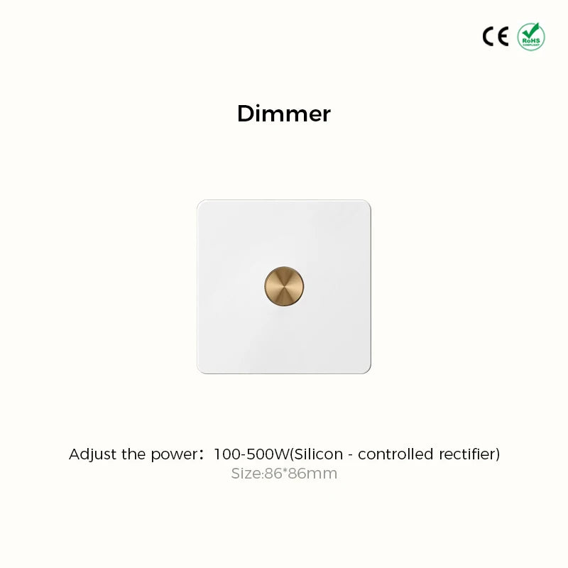 Prises et interrupteurs design à bascule doré en acier inoxydable blanc mat SKS12