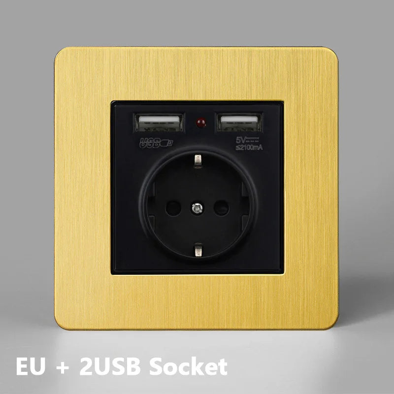 SXS12 Brushed Brass Sockets and Toggle Switches