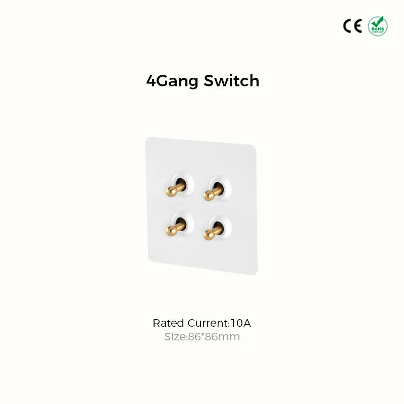 Prises et interrupteurs design à bascule doré en acier inoxydable blanc mat SKS12