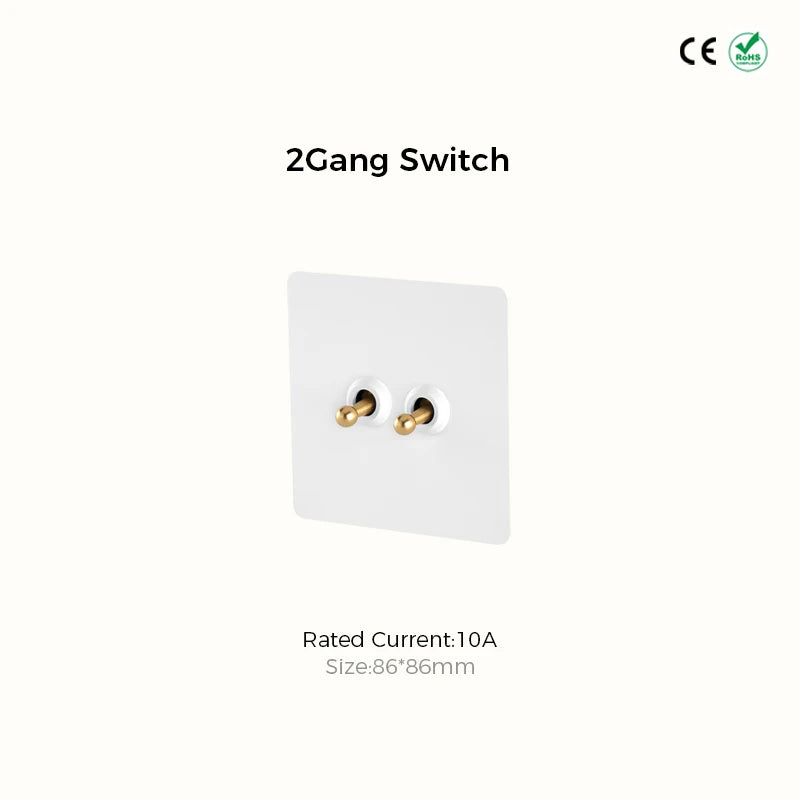 Prises et interrupteurs design à bascule doré en acier inoxydable blanc mat SKS12