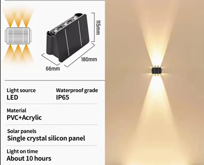 Applique murale d'extérieur solaire LED en acrylique étanche IP65 et antirouille OWL56