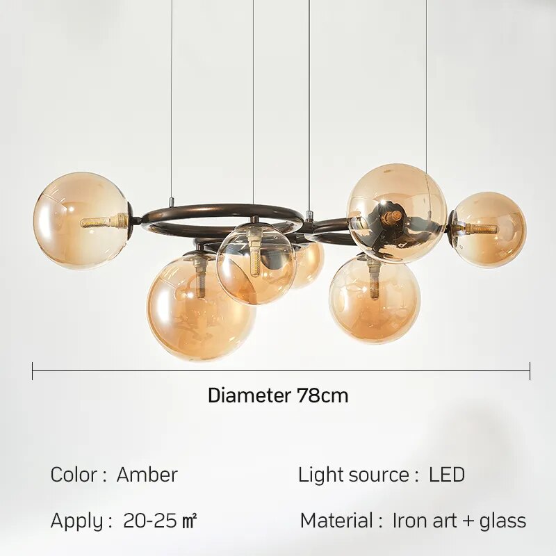 Suspension design en métal et globe en verre MULTI 7