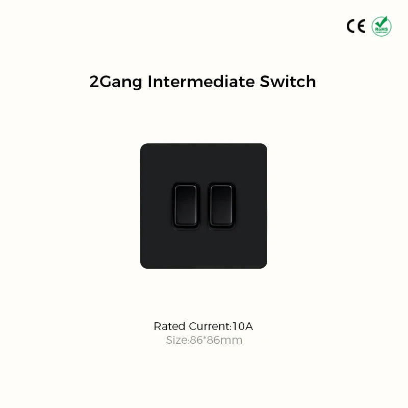 Prises et interrupteurs design à poussoir en acier inoxydable noir mat SS21