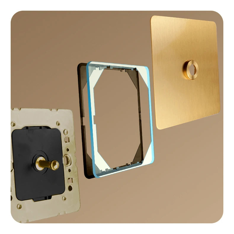 Prises et interrupteurs design à bascule en acier inoxydable doré effet brossé SXS12