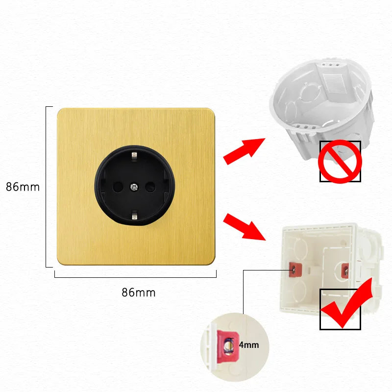 Enchufes e interruptores de palanca de acero inoxidable cepillado SXS12