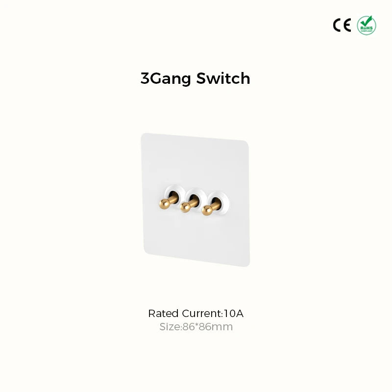 Prises et interrupteurs design à bascule doré en acier inoxydable blanc mat SKS12