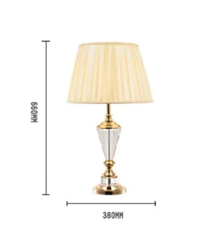 Lampe e table vintage en cristal K9 avec abat-jour en tissu plissé DONNA