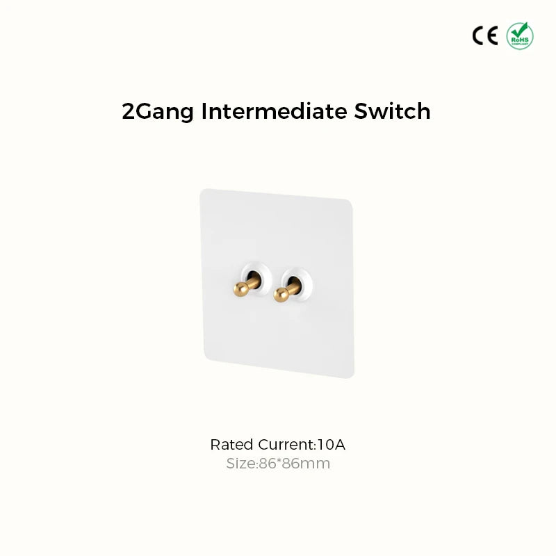 Prises et interrupteurs design à bascule doré en acier inoxydable blanc mat SKS12