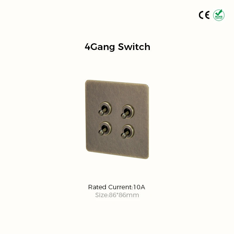 Prises et interrupteurs design à bascule en acier inoxydable bronze effet vieilli SPS12