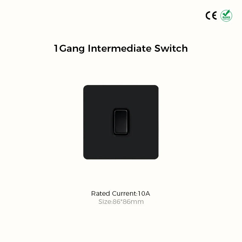 Prises et interrupteurs design à poussoir en acier inoxydable noir mat SS21