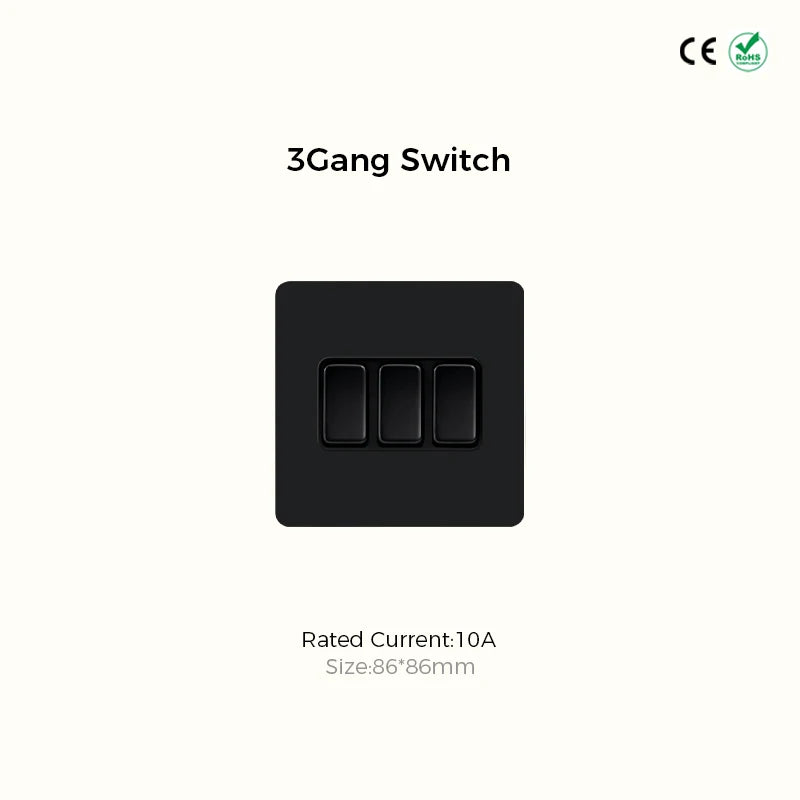 Prises et interrupteurs design à poussoir en acier inoxydable noir mat SS21