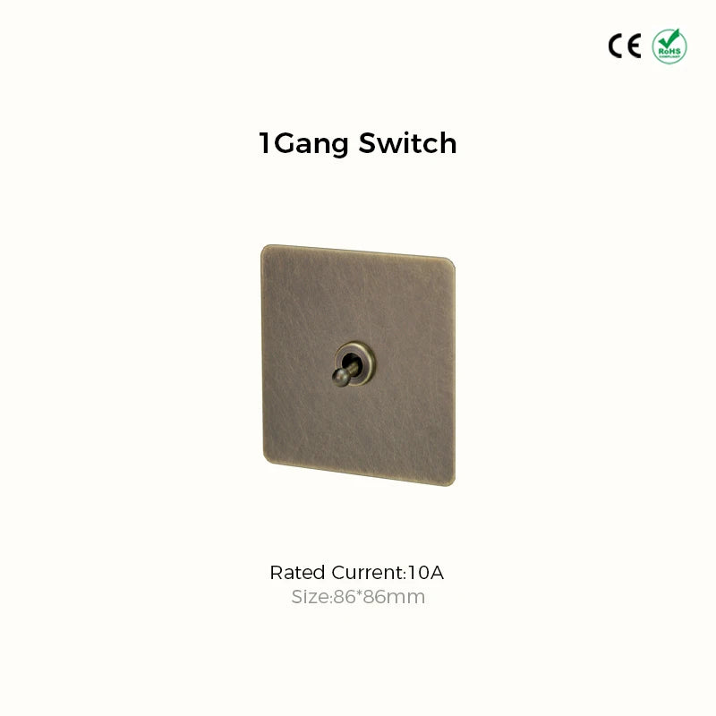 Prises et interrupteurs design à bascule en acier inoxydable bronze effet vieilli SPS12