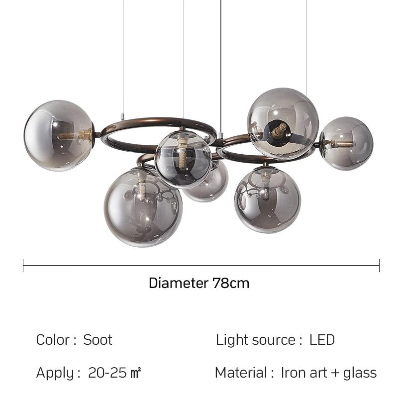 Suspension design en métal et globe en verre MULTI 7