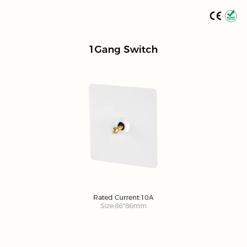 Prises et interrupteurs design à bascule doré en acier inoxydable blanc mat SKS12