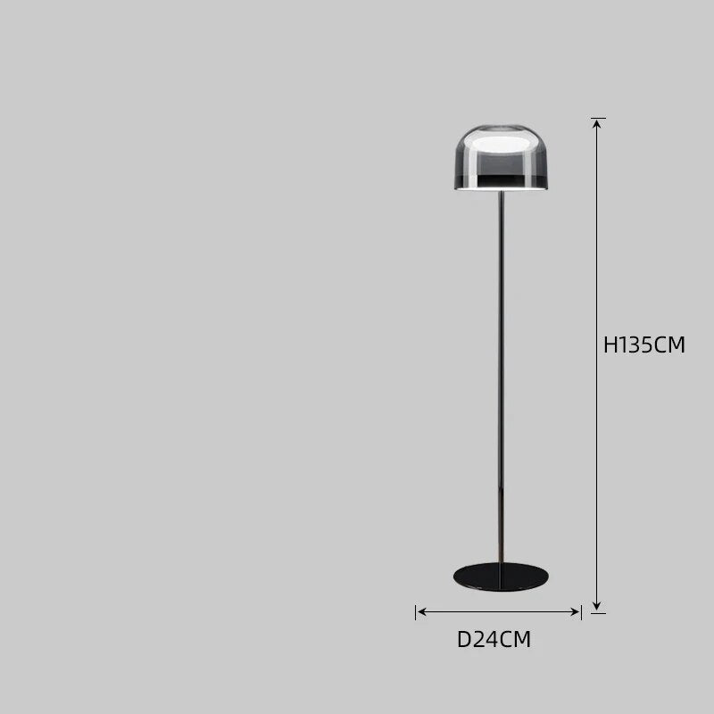 Lampadaire LED en métal et abat-jour en verre DIKYA