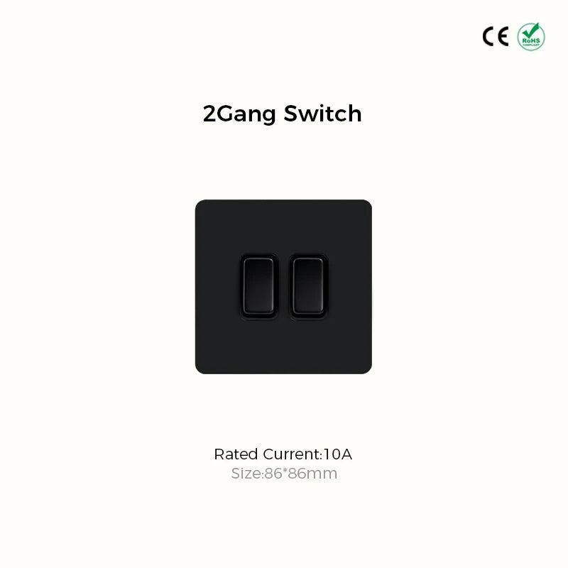 Prises et interrupteurs design à poussoir en acier inoxydable noir mat SS21