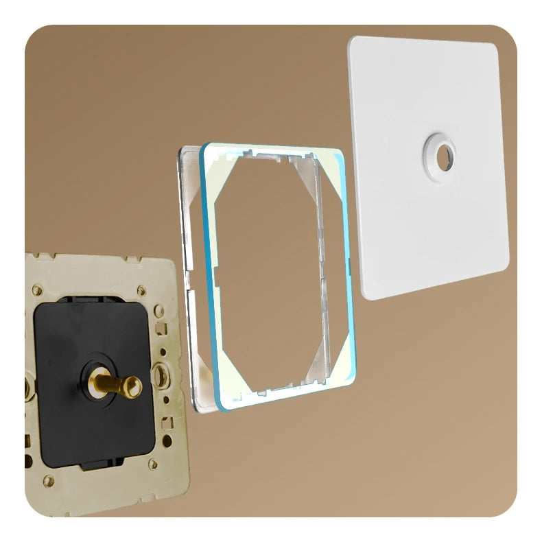 Prises et interrupteurs design à bascule doré en acier inoxydable blanc mat SKS12