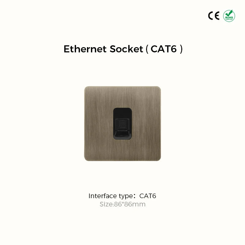 Prises et interrupteurs design à bascule en acier inoxydable bronze effet brossé SPS10