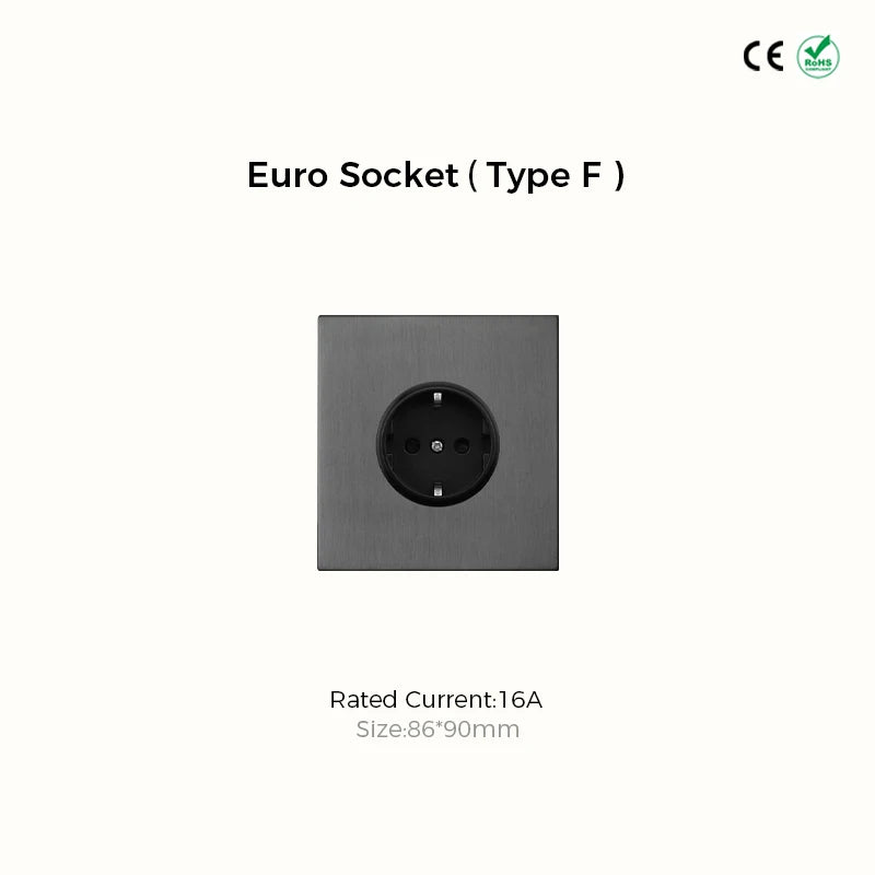 Prises et interrupteurs design minimaliste à bascule en acier inoxydable gris effet brossé SVS12