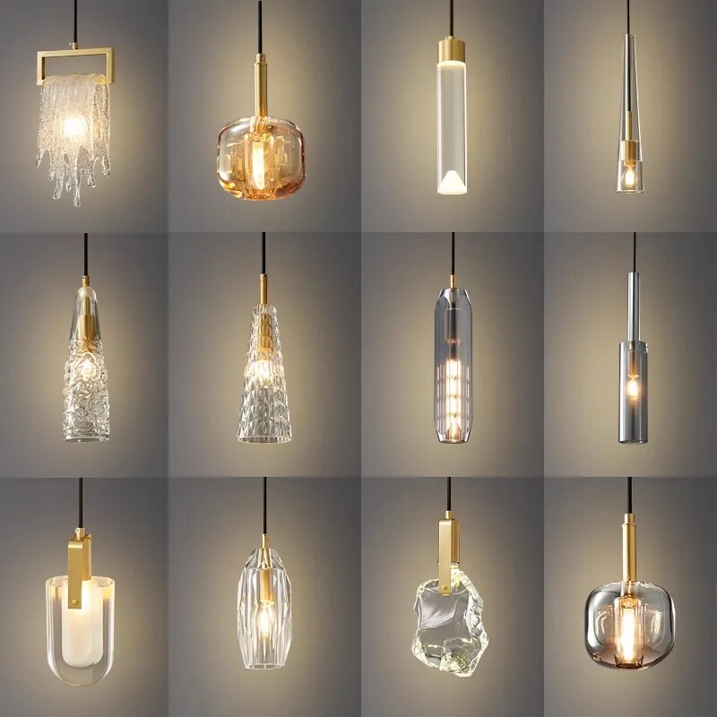 Petite suspension design LED en verre et métal AKCESORI