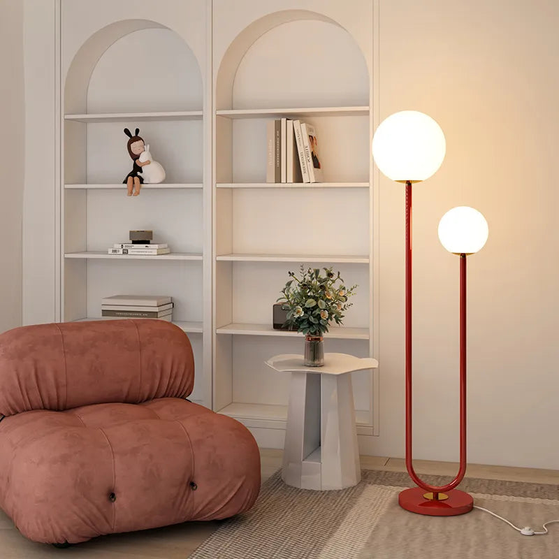 Lampadaire design LED en métal avec deux globes MILA