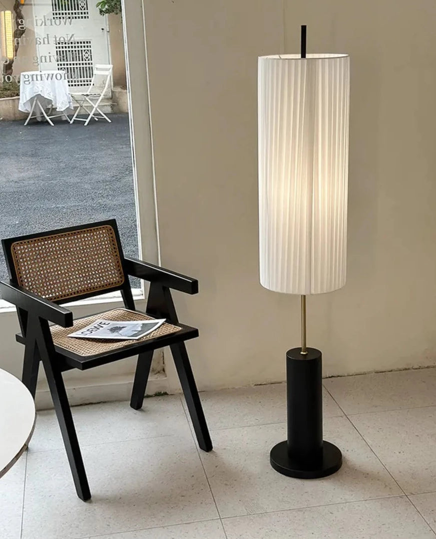 Lampadaire design, style japonais en métal avec abat-jour en tissu KOTO