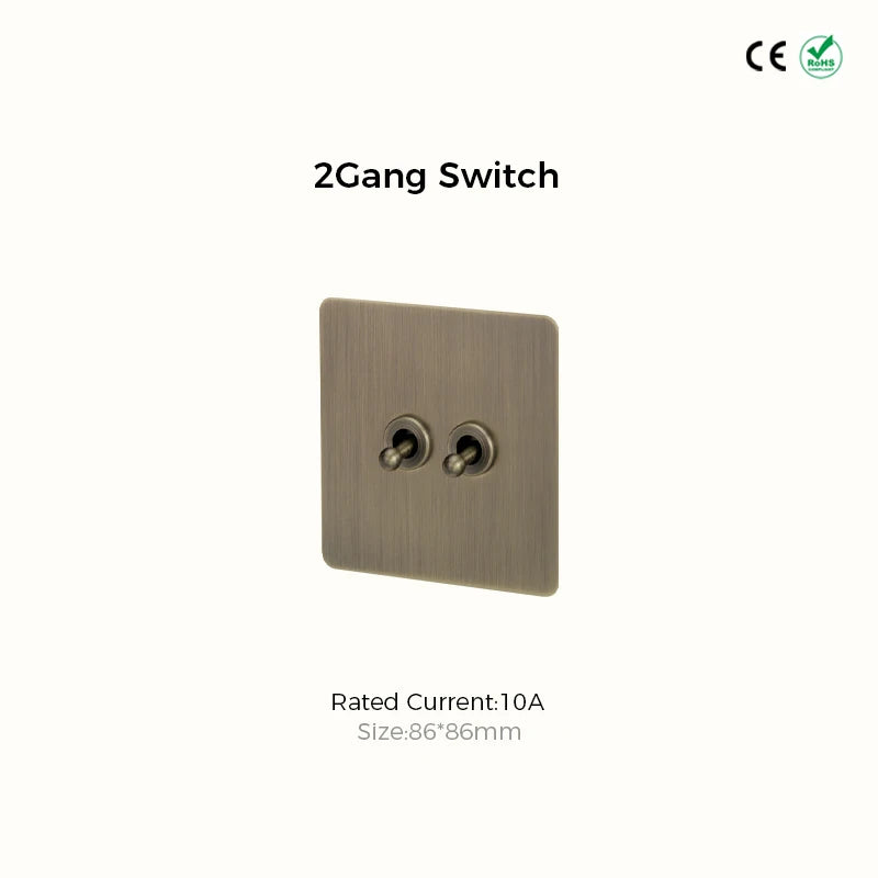 Prises et interrupteurs design à bascule en acier inoxydable bronze effet brossé SPS10