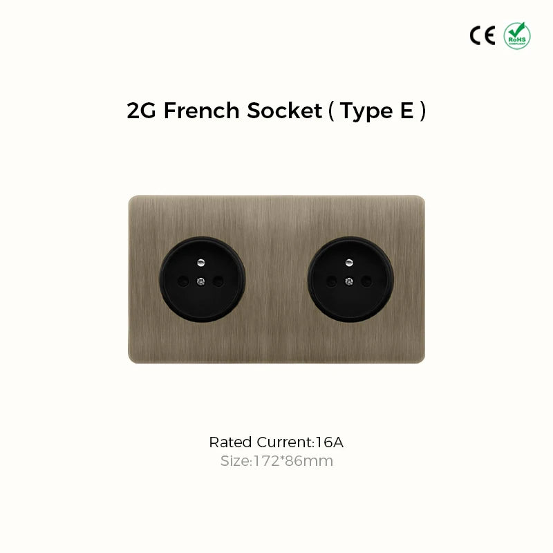 Prises et interrupteurs design à bascule en acier inoxydable bronze effet brossé SPS10